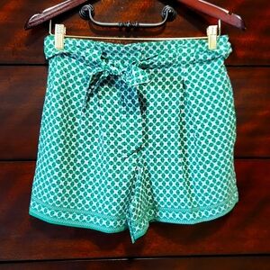 Max Studio Teal Geometric High Waist Shorts